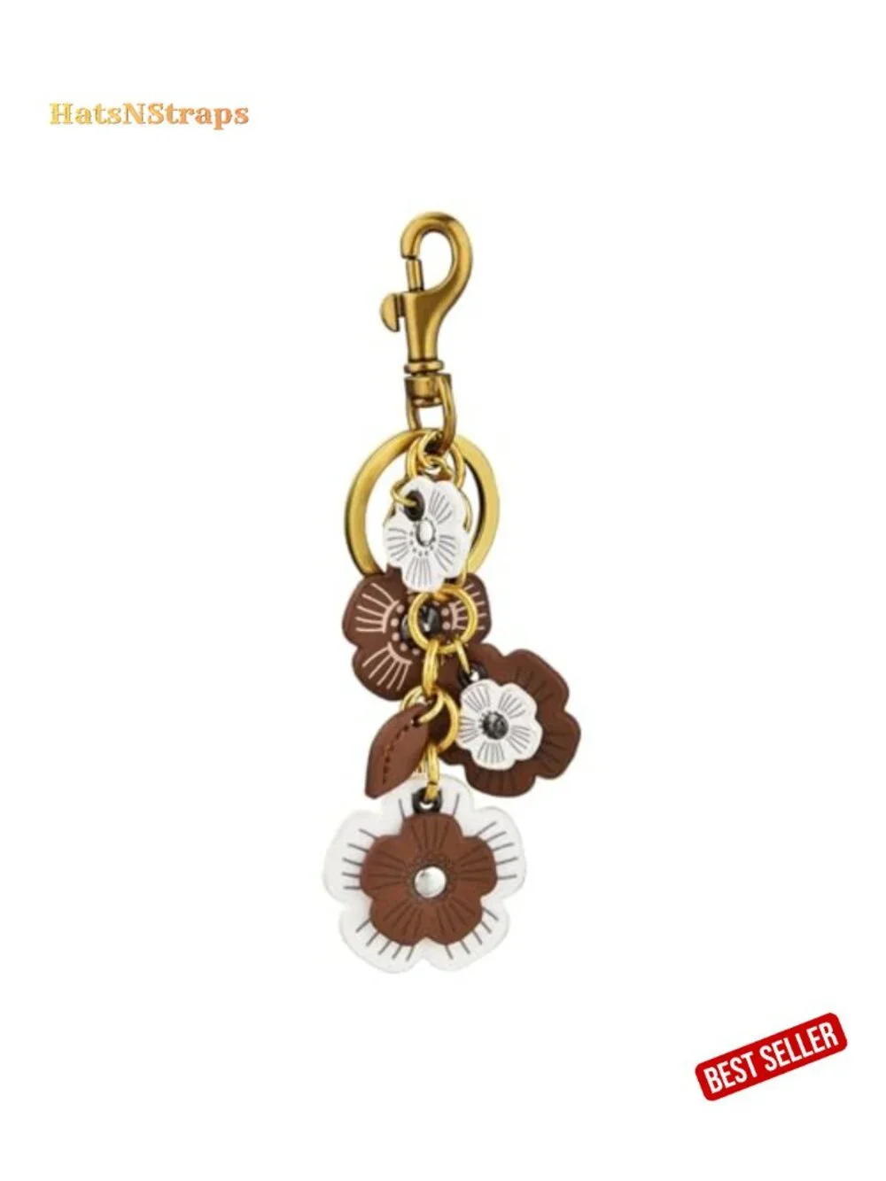 Vintage Retro Flower Bag Charm Keychain Leather Purse Charm for Women Handbag
